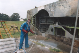 Soda-blasting the inside of the wheel wells